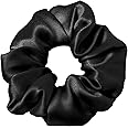 LILYSILK Silk Hair Scrunchies for Frizz&Breakage Prevention, 100% Mulberry Silk Hair Ties No Damage, Elastic Silk ponytail Holders, 1Pc, Black