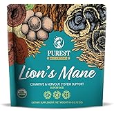 Purest Mushrooms Lion’s Mane Powder - Organic Lions Mane Mushroom Extract for Cognitive & Nervous System Support - Brain Supplements for Memory and Focus 60g