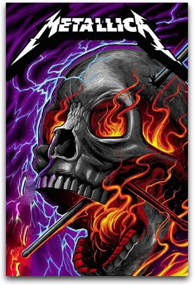 WPQL Póster de metal con diseño de arco de llama y calaveras de flecha