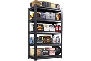 LBVSKK 72''H Garage Shelving Heavy Duty 5-Tier Adjustable Storage Shelves Unit,3000 LBS Metal Utility Rack Shelf for Industries, Warehouses, Basement,Black (72''H x 36''W x 12''D)
