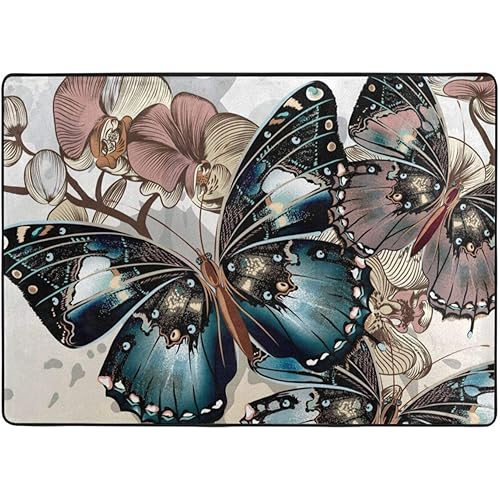 Beautiful Butterfly Print 3D Digital Area Rugs Carpet Living Room Bedroom Mat Carpet Bath Mats 84x60 Inch