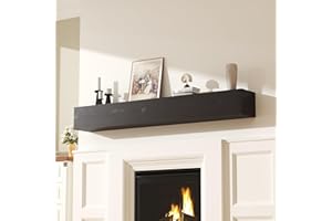 CRAFTEASE Fireplace Mantel 60 Inch Solid Wood Mantels for Over Fireplace 5" Thick Wall Mounted Shelves Long Floating Farmhouse Shelf Handcrafted Wooden Fireplace Mantle 60 X 8 X 5 - Rustic Brown