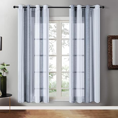 Topfinel Semi Voile Curtains Eyelet Ring Top Yarn Dyed Net Sheer