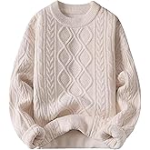 Vamtac Oversized Cable Knit Sweater Solid Long Sleeve Knitted Casual Vintage Pullover Sweaters Unisex Crewneck Top