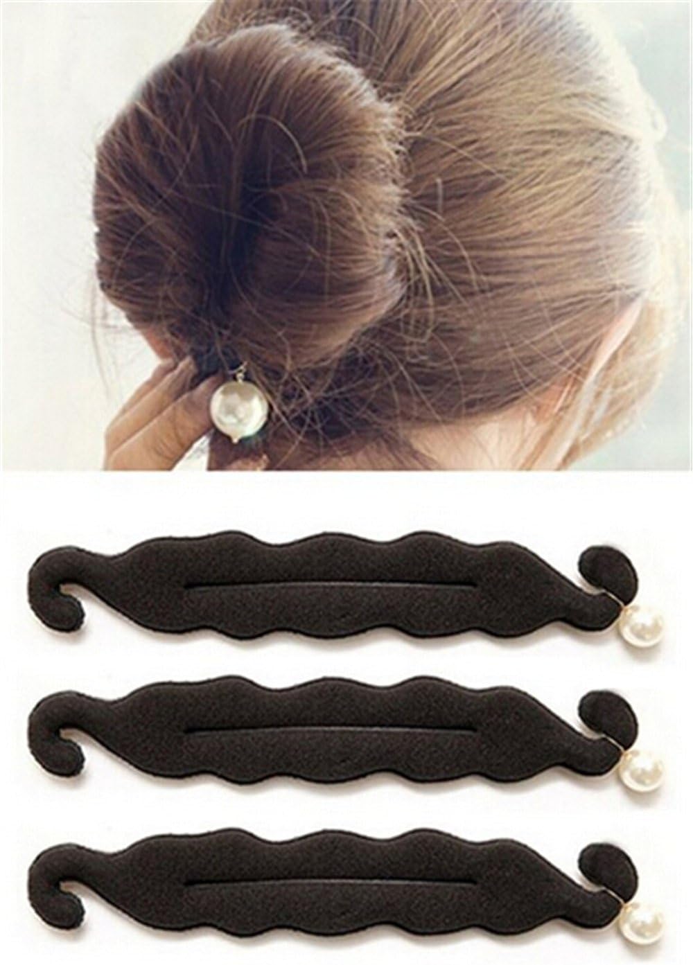 Hakday 3 Pcs Magic Beauty Hair Hairstyle Foam Pearl Sponge Donut