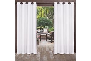 Exclusive Home Biscayne Indoor/Outdoor Two Tone Textured Grommet Top Curtain Panel, 54"x84", Winter White, Set of 2
