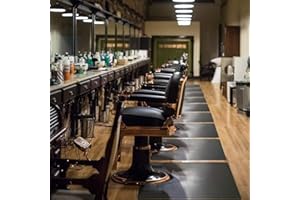 YOSHIKO Salon mats for Hair Stylist 3'x5' Barber Shop Salon Floor Chair Mat - Black Square Anti-Fatigue Salon Floor Mat -1/2" Thick Salon Standing Mat