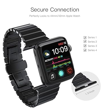 [UPGRADED] Oittm Watch Band for Apple Watch Series 4, 44mm/42mm Stainless Steel Replacement Strap Link Bracelet Metal iWatch Band with Double Button ...