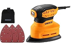 DEKOPRO Detail Sander Power Electric 14000RPM Mouse Sanders Tool, 3pcs Sandpapers, Sander with Vacuum Dust Collector, Electri