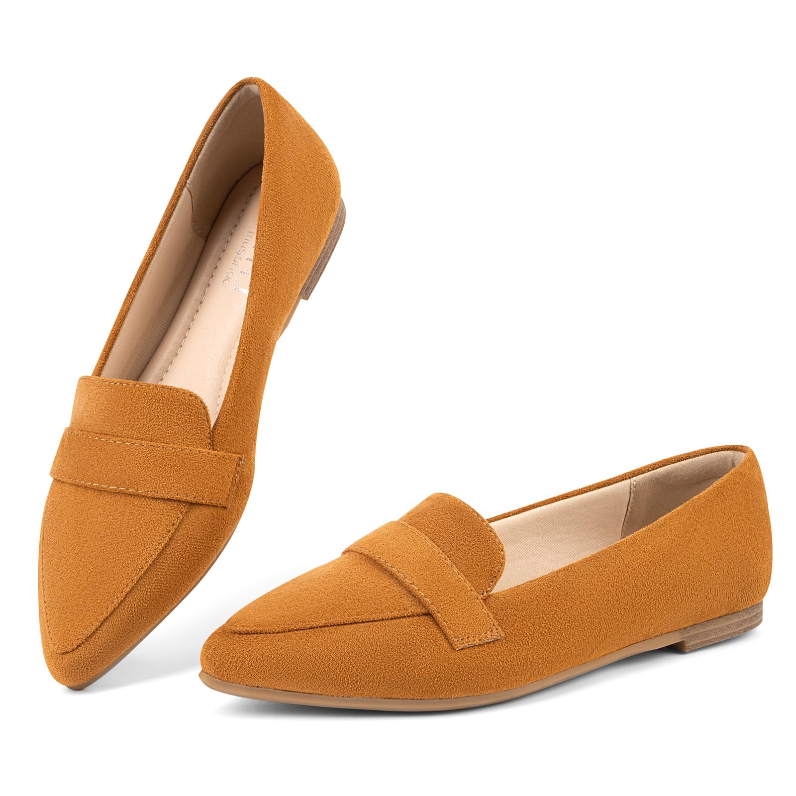 View 1 of *USED*
MUSSHOE Pointed Toe Women Flats?Slip-on Loafers Shoes?Comfortable Dressy Casual Business Office Ballet Flats for Working Women Aged 25-45 All Seasons,Tan Suede 9.5