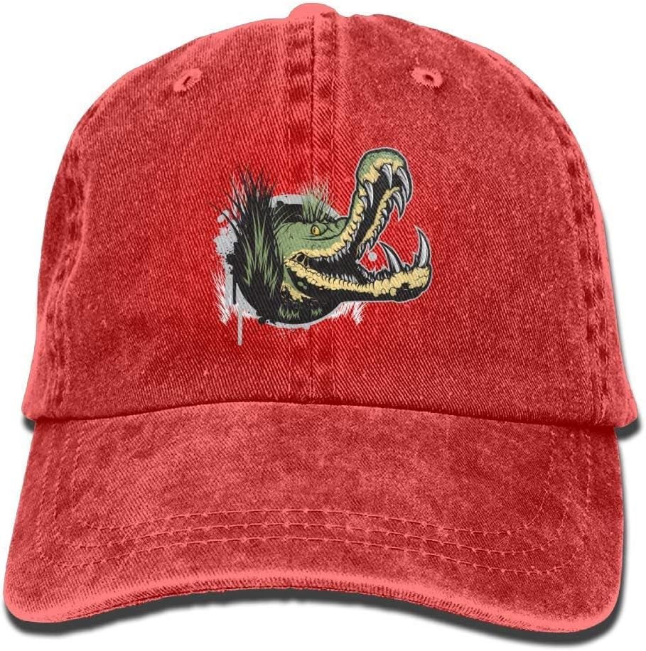 ruishandianqi Open Mouthed Crocodile Denim Hat Adjustable Men Plain Baseball Hat