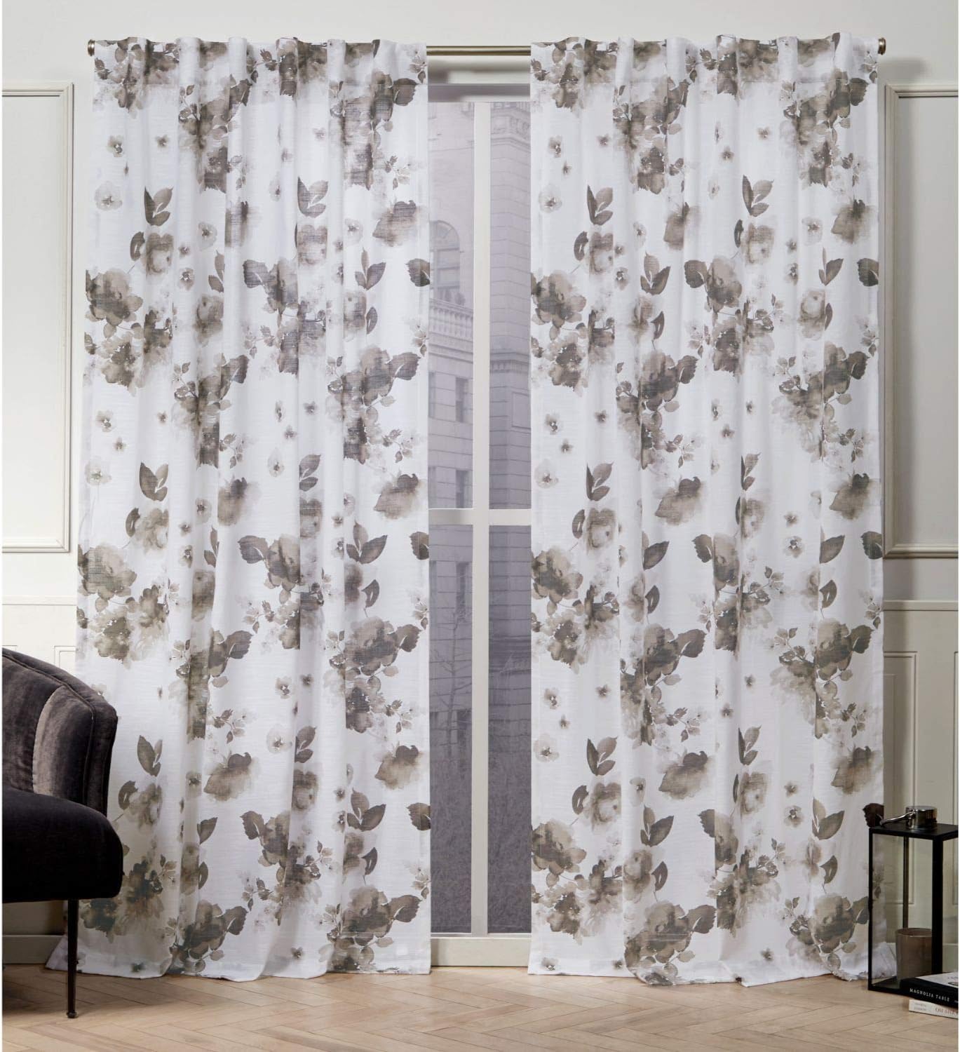 Nicole Miller Kristy Hidden Tab Top Curtain Panel, Taupe, 50x84, 2 Piece