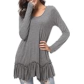 Urban CoCo Women's Casual T-shirt Solid Long Sleeve Tunic Tops