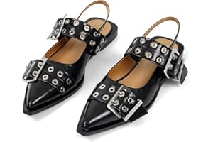 SOVANYOU Buckle Ballet Flats for Women Slingback Flats Ballerinas Flats with Straps Pointe Toe Casual Dress Shoes