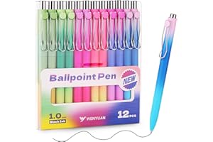 WY WENYUAN Cute Pastel Ballpoint Pens, Fine Point Smooth Writing, Colorful Pens, Black Ink 1.0 mm Journaling Pens Office Supplies for Women & Men, Note Taking