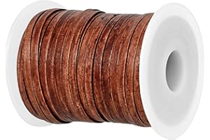 GENIQUE Flat Leather Lace String Cord 3mm 22 Yd for Necklace, Bracelets, Jewellery, Braiding | Real/Genuine Leather Lace (3mm Red Brown Distressed)