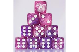 GENERIC 10 PC D6 dice 16mm Acrylic Dice Set for RPG MTG DND Dice Table Games and Board Games (Pink + Blue)