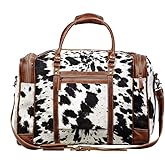 Myra Bag Cow Print Purses for Women - Canvas and Hairon Cowhide Bag with Leather Strap, Cow Hide Western Style Women's Purses