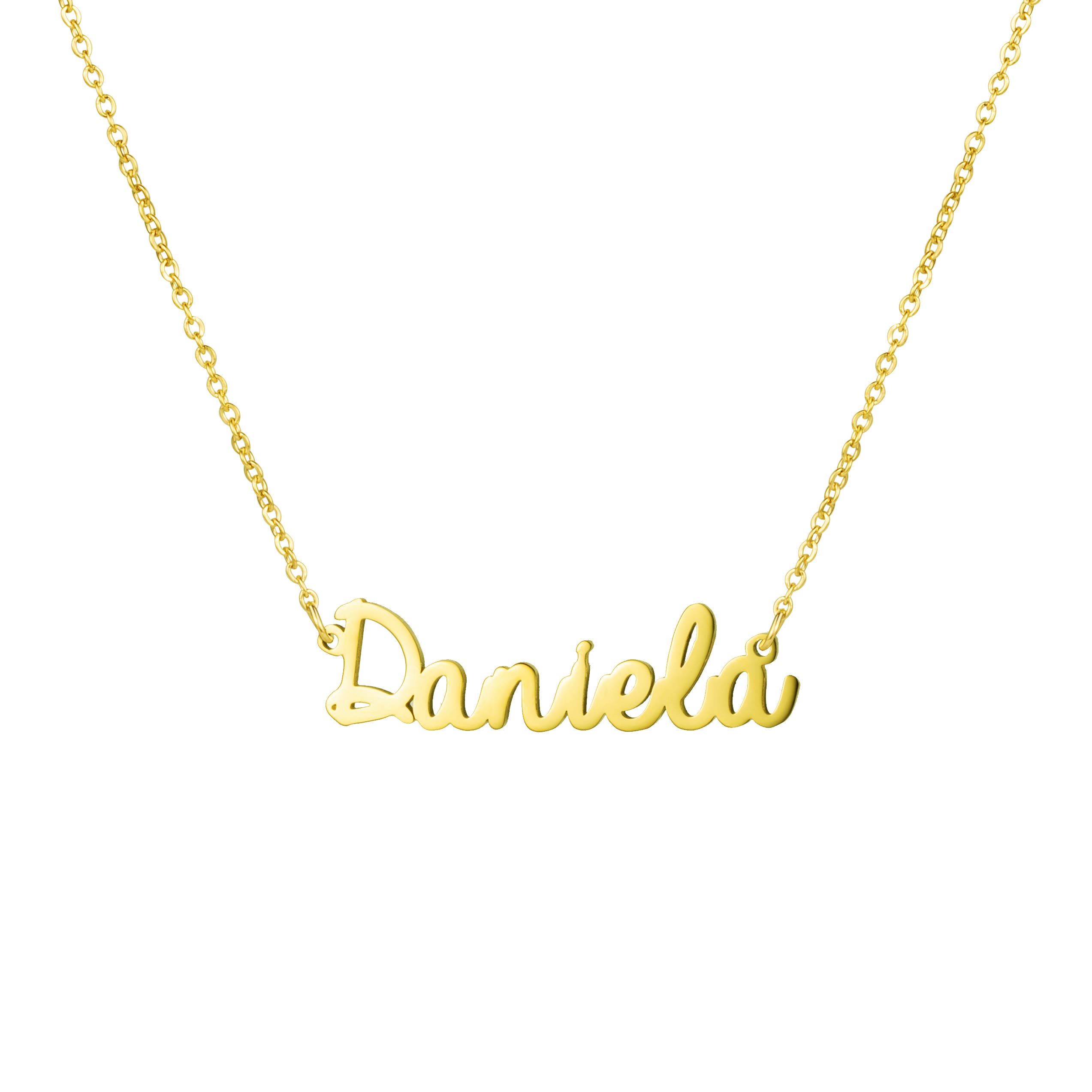 Awegift Personalized Name Necklace 18K Gold Plated New Mom Bridesmaid Gift Jewelry for Women, Metal