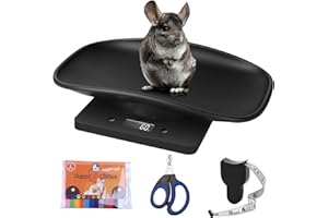 Kytree Digital Pet Scale for Small Animal, LED Display Puppy Whelping Scale with Tape Measure, Collar, Scissors for Newborn Pets, Cats, Dogs, Animals, Measures Up to 15kg, 11.4 * 8.1" (Black)