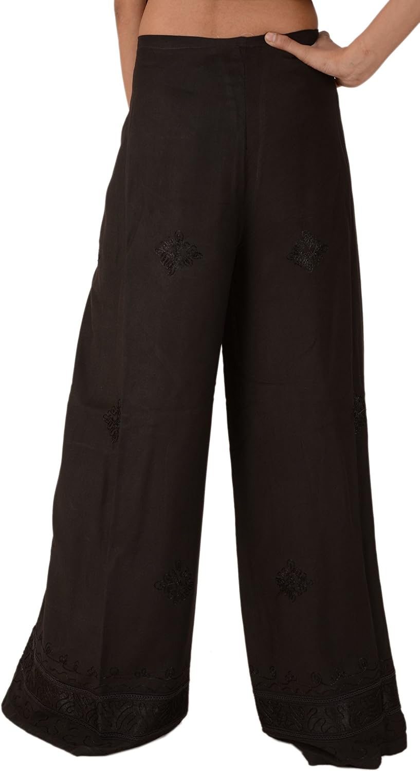 Skirts N Scarves Rayon Embroidered Aladdin Pant, Black, One Size at  Women’s Clothing store
