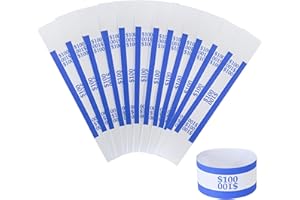 Y essential Currency Straps â€“ Bill Wrappers, Money Bands to Organize Bills, ABA Standard Colors, Self-Adhesive, 7.5 x 1.15 Inches (Blue$100-100pcs)