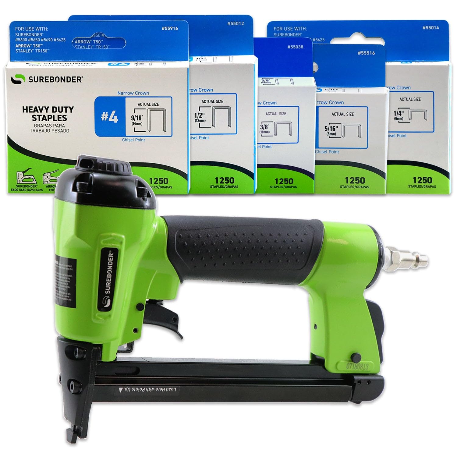 Photo 1 of Surebonder 9600B Pneumatic T-50 Type Upholstery Stapler Kit with 6,250 Staples, 1/4-Inch - 9/16-Inch, Carrying Case Included (Air Compressor Needed but Not Included)