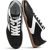 LUCKY STEP Women's Classic Retro Fashion Sneakers Casual Cow Suede Walking Shoes Thin Sole Running Trainer