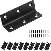 Redunest 10 Pack 3.2" Black Heavy Duty Corner Brace, 80mm Length Brackets | L Brackets, Hard Thickness Metal, Wear-Resistant, Mounting Screws Included, Angle Bracket for Shelves, For Wooden Furniture