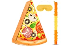 HARRYCLE Pizza Piñata Pizza Slice Party Favor Includes Stick Blindfold Bat and Confetti Food Themed Birthday Party Decor for Cinco De Mayo Decor for Mexican Shower Themed Supplies, 16.1 x 13 x 3.2 Inches