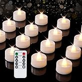 BEICHI Remote Candles, 12 Pack Timer Candle, Flameless Tea Lights Candles Battery Operated, Flickering LED Tea Lights, Timer Battery Votive Candles- Warm White- White Base