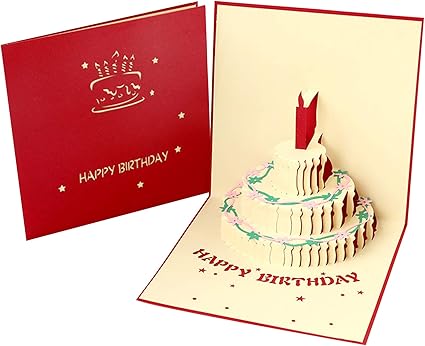 Amazon Shengo グリーティングカード メッセージカード 誕生日カード 感謝状 結婚祝い 誕生日カード 立体カード 封筒付き ケーキ グリーティングカード 文房具 オフィス用品