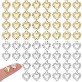 HOBBIESAY 50Pcs 18K Gold Plated Small Heart Charms 10mm Love Stainless Steel Pendants Tiny Heart Dangle Charms for DIY Bracelets Earring Necklace Jewelry Making,Hole:1mm