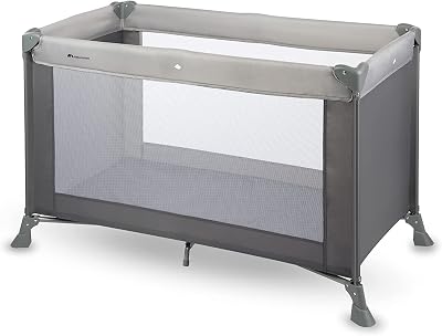 Soft Dreams Lettino per bambini 0-3 Anni (0-15 kg), Culla da Campeggio con Materasso incluso in fibra di legno e schiuma (60x120 cm), Pieghevole, Borsa da trasporto, Grey Mist