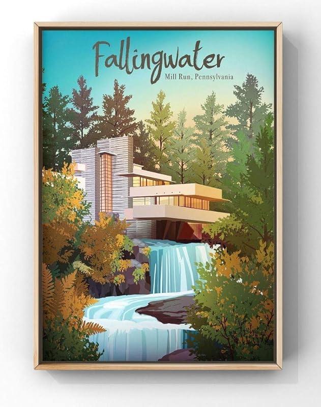 Fallingwater illustrated Wall Art Poster, Fallingwater