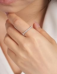 Oivley Half Wedding Band for Women 925 Sterling