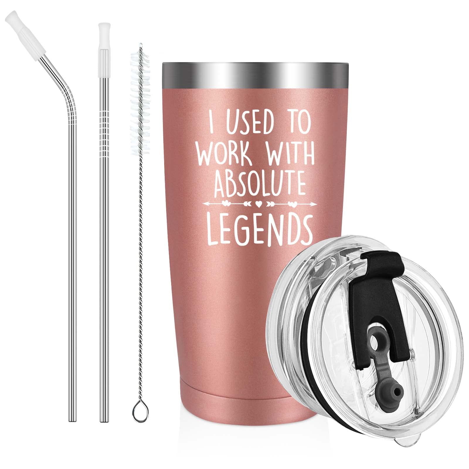 Livole Christmas Leaving Gifts for Women, Colleagues, New Job Gifts for Women, Retirement Gift, I Used to Work with Absolute Legends, 20oz Double Walled Travel Coffee Mug, Thermal Cup with Straw