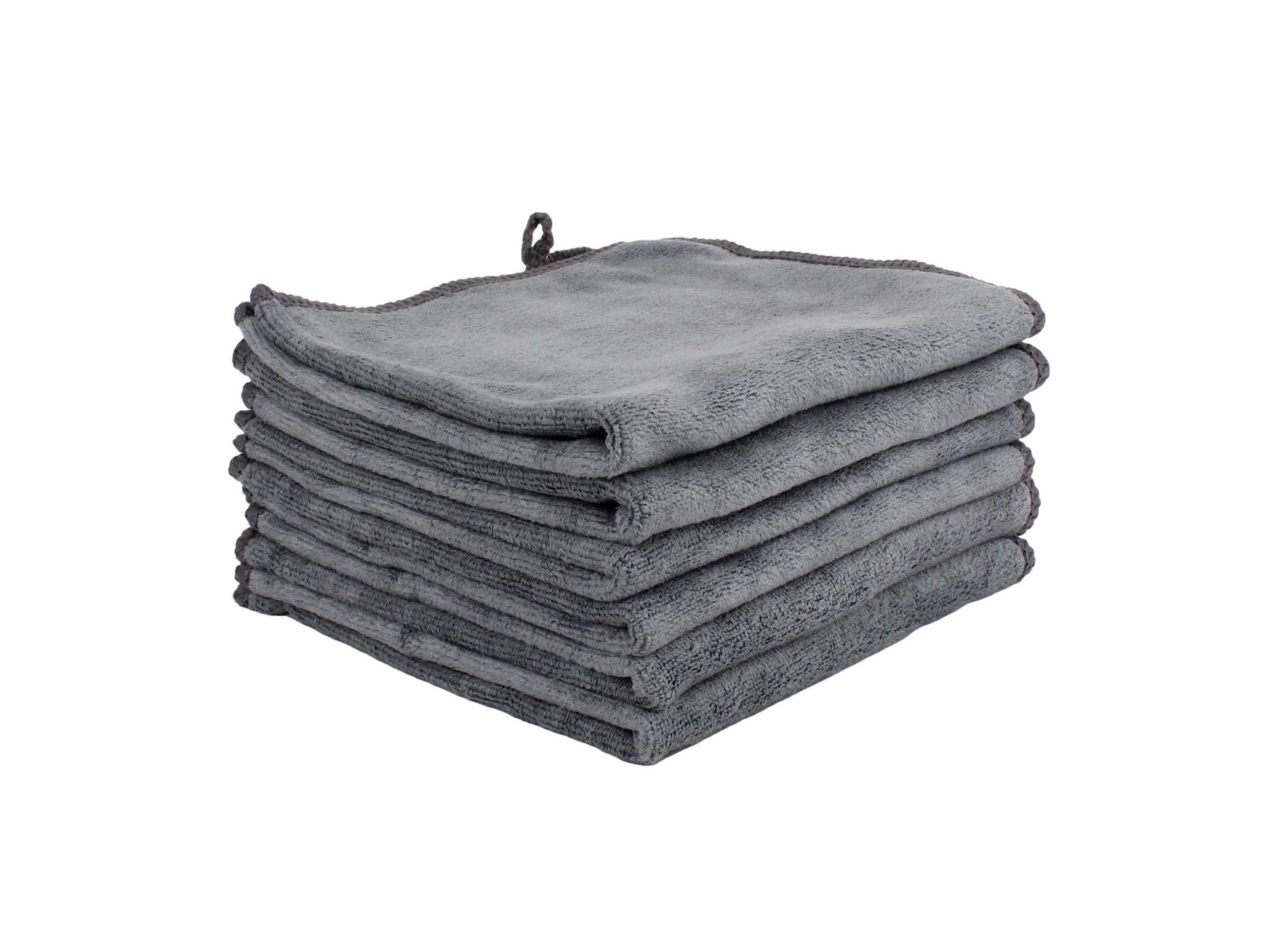 Premium Microfibre Face Cloths/Flannels/Washcloths - Pack of 6-30x30cm - 300GSM : Super Soft, Extra Thick & Highly Absorbent : Sensitive Skin, Makeup Removal & Facial Cleansing (Grey)