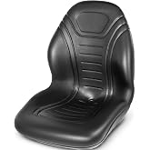 VEVOR Universal Lawn Tractor Seat Replacement, Compact High Back Mower Seat | For Skid Steers, Forklifts, Central Drain Hole, with Mounting Bolt Patterns of 8" x 11.5" &amp; 11.25" x 11.5", Black Vinyl