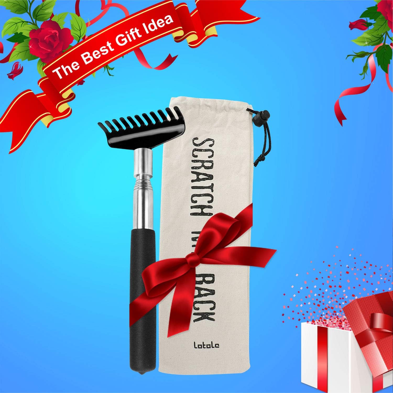 Oversized Portable Extendable Back Scratcher, Upgraded Metal Stainless Steel Telescoping Back Scratcher Tool with Canvas Carrying Bag (Black): Health & Personal Care