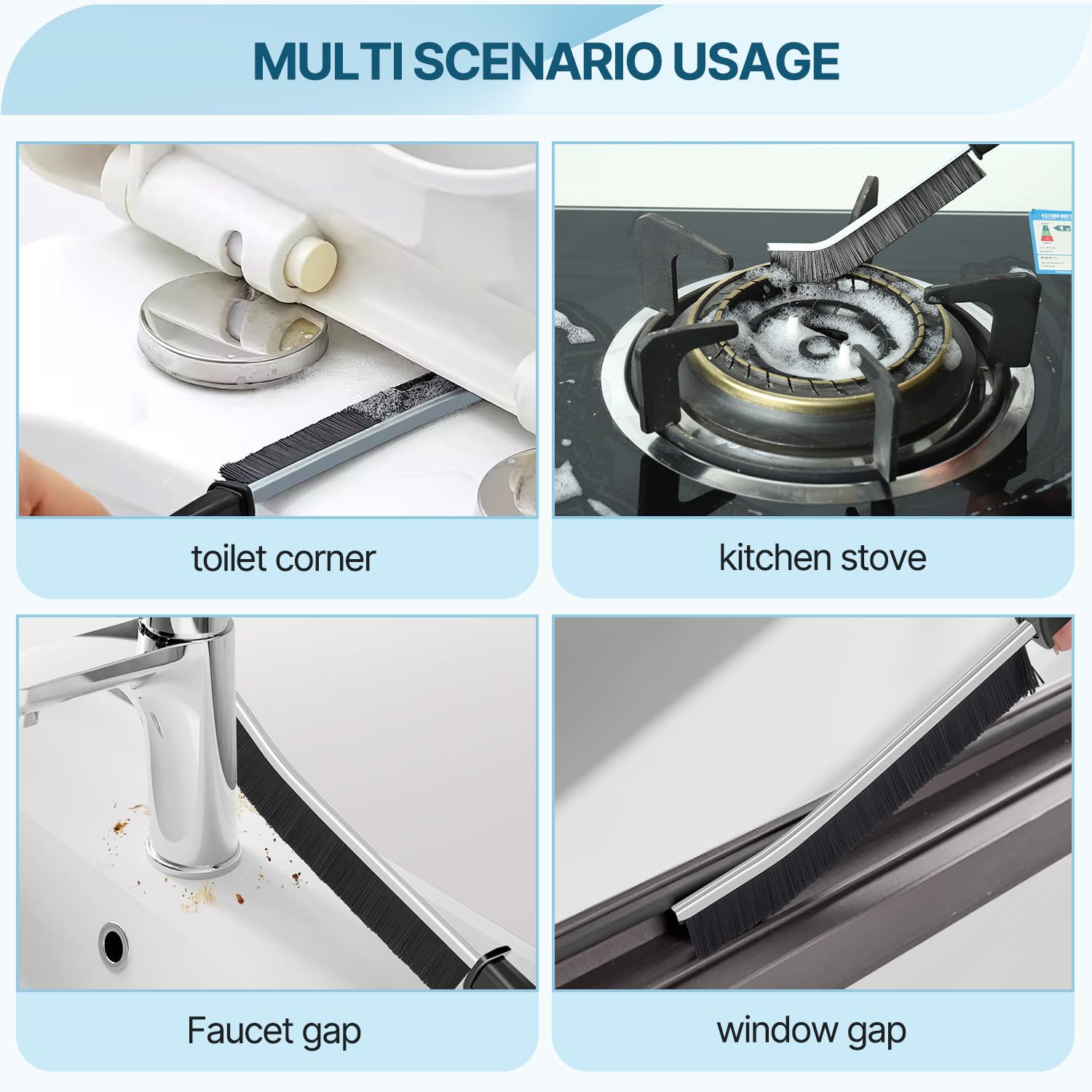 Lückenreinigungsbürste, küche Badezimmer Groove Gap Cleaning Brushelektrische reinigungsbürste,Premium schrubber mit Aluminiumstütze mit 15°-Winkel Zauberbürste, dünne Reinigungsbürste für die Küche 2