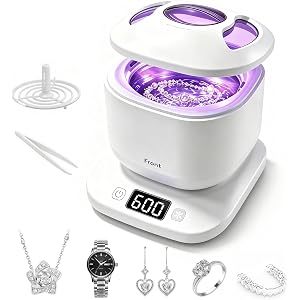 Ultrasonic Jewelry Cleaner Machine with UV, IPX7, 42kHz, 4 Modes for Rings | Retainer Cleaner Machine with Removable SUS304 W