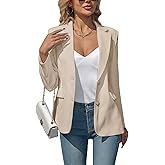 Yxbsalal Women's Blazers Business Casual Padded Shoulder Blazer - Long Sleeve Slim Fit Work Office Suit Jackets with Pockets