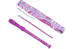 Hennaja Recorder Instrument for Beginner Adults,8-Hole Soprano Descant Recorder Music Flute with Cleaning Rod & Case Bag For Home Entertainment(3-Purple Fractal Flower)