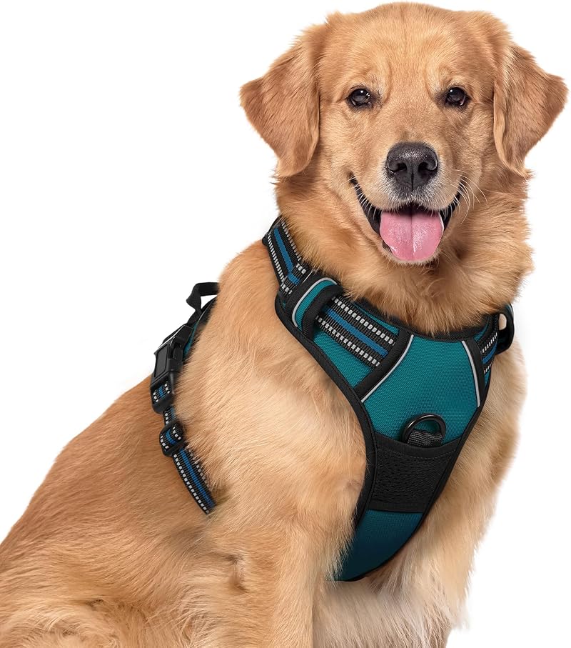 rabbitgoo Large Dog Harness No Pull Reflective Adjustable Vest XL Dark Green