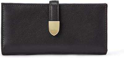 Portafoglio in Pelle Stile Pochette Donna, Marrone Scuro, Taglia Unica