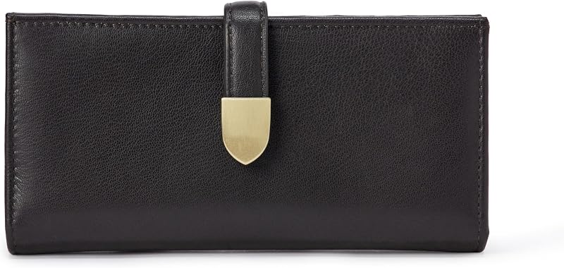 Portafoglio in Pelle Stile Pochette Donna, Marrone Scuro, Taglia Unica
