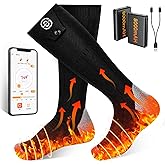 Heated Socks for Men Women, APP Control Rechargeable 8000mAh*2 Battery Electric Socks, Winter Washable Thermal Socks for Outd