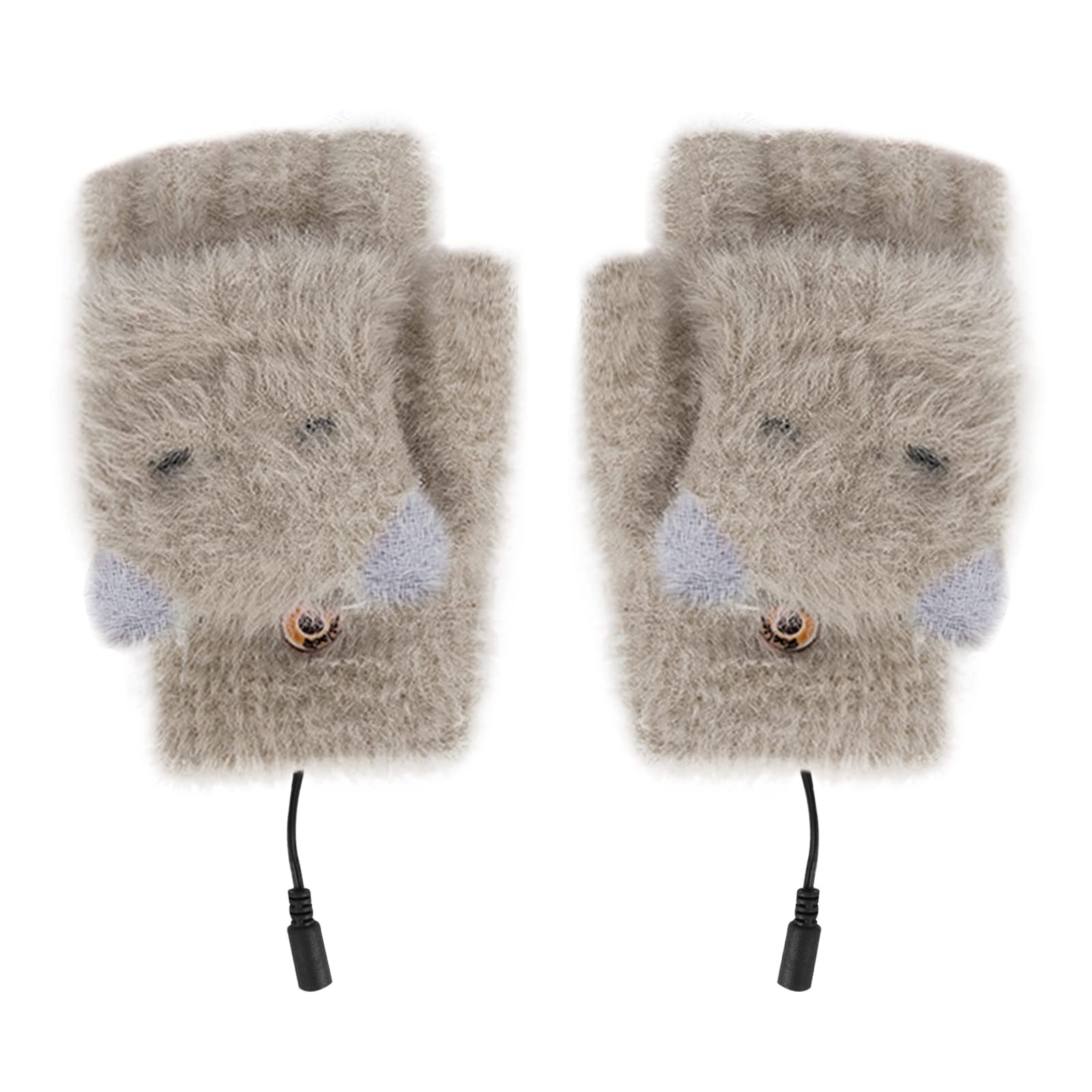 Warm Winter USB Heated Fingerless Gloves Thermal Electric Heating Full Fingers Mitten Hands Warmer Half Finger Gloves Convertible Flip Top for Men Women