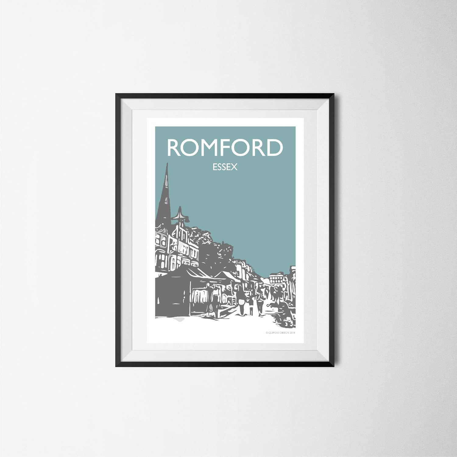 Romford, Essex, England (TEAL) A4 travel poster print Amazon.co.uk